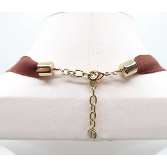 TALBOTS Caramel & Smoky Grey/Blue Beaded Collar Statement Necklace - Picture 6 of 7